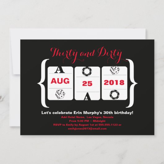 30e verjaardag gokkast machine dobbelstenen en pok kaart (Voorkant)