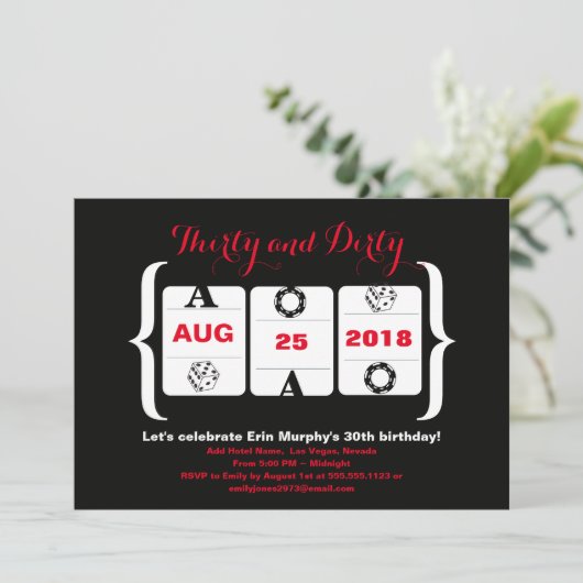 30e verjaardag gokkast machine dobbelstenen en pok kaart (Staand voorkant)