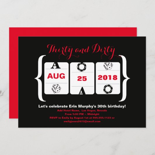 30e verjaardag gokkast machine dobbelstenen en pok kaart (Voorkant / Achterkant)