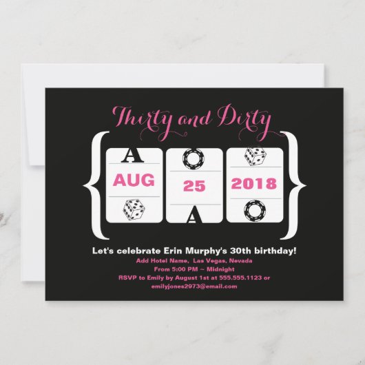 30e verjaardag gokkast machine dobbelstenen en pok kaart (Voorkant)