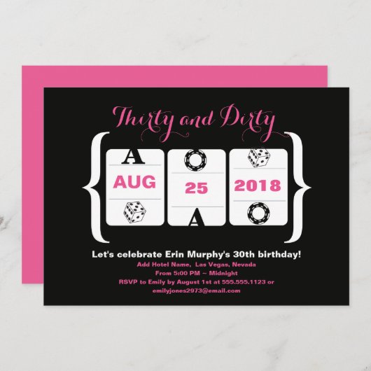 30e verjaardag gokkast machine dobbelstenen en pok kaart (Voorkant / Achterkant)