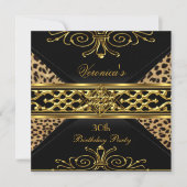 30e verjaardag Gold Black Gold Art Deco Leopard Kaart (Voorkant)