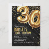 30e verjaardag Gold Black Invitation Kaart (Voorkant)
