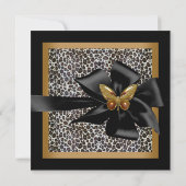 30e verjaardag Gold Cheetah Black Butterfly Kaart (Achterkant)