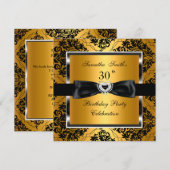 30e verjaardag Gold Damask Silver Black Kaart (Voorkant / Achterkant)