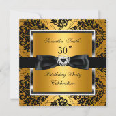 30e verjaardag Gold Damask Silver Black Kaart (Voorkant)