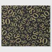 30e verjaardag Gold- en zwarte nummerpatroon (L) Cadeaupapier (Vlak)