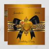 30e verjaardag Gold Heart Jewel Leopard Kaart (Voorkant / Achterkant)