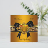 30e verjaardag Gold Heart Jewel Leopard Kaart (Staand voorkant)