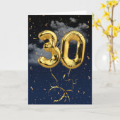 30e verjaardag Gold Mylar ballon en Confetti Card Kaart (Gele Bloem)