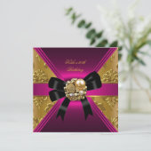 30e verjaardag Gold Rich Royal Black Pink Kaart (Staand voorkant)