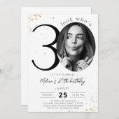 30e verjaardag Gold-uitnodiging met foto Kaart (Voorkant / Achterkant)