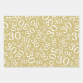 30e verjaardag Gold & White Number patroon 30 Inpakpapier Vel (Voorkant)