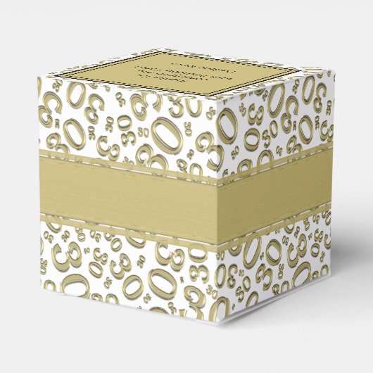 30e verjaardag Gold/White Random Number Pattern Bedankdoosjes (Achterkant)