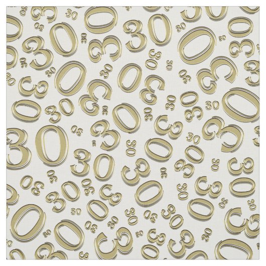 30e verjaardag Gold/White Random Number Pattern Stof (Swatch)