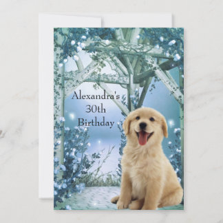30e verjaardag Golden Retriever Winter Blauw Kaart