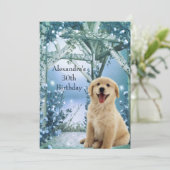 30e verjaardag Golden Retriever Winter Blue Kaart (Staand voorkant)