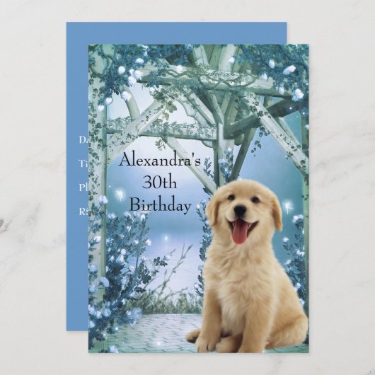 30e verjaardag Golden Retriever Winter Blue Kaart (Voorkant / Achterkant)