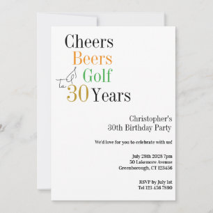30e verjaardag Golf Proost Beers Minimal Party Kaart