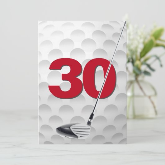 30e verjaardag golf themafeest kaart (Staand voorkant)