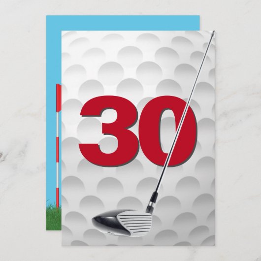 30e verjaardag golf themafeest kaart (Voorkant / Achterkant)