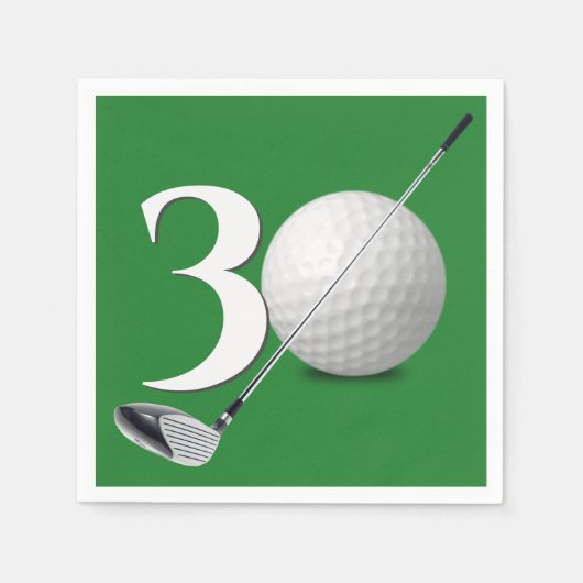 30e verjaardag golfbal en club servet (Voorkant)
