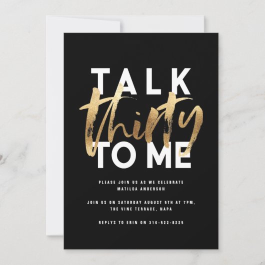 30e verjaardag goud elegant modern eenvoudig scrip (Voorkant)