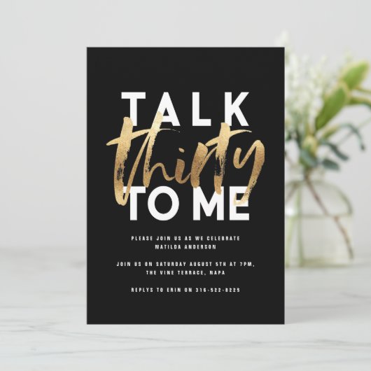 30e verjaardag goud elegant modern eenvoudig scrip (Staand voorkant)