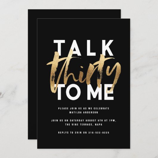 30e verjaardag goud elegant modern eenvoudig scrip (Voorkant / Achterkant)