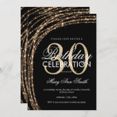 30e Verjaardag Goud Sparkling String Lights Kaart (Voorkant / Achterkant)