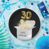 30e verjaardag goudballonnen in witte doos papieren bordje (Feest)
