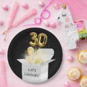 30e verjaardag goudballonnen in witte doos papieren bordje (Feest)