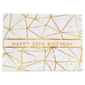 30e verjaardag gouden geometrische vormgeving wit groot cadeauzakje (Achterkant)