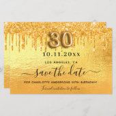 30e verjaardag Gouden glitter Bewaar de datumkaart (Voorkant / Achterkant)