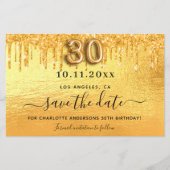 30e verjaardag Gouden glitter Bewaar de datumkaart (Voorkant)