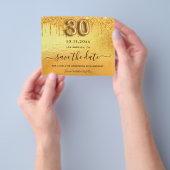 30e verjaardag gouden glitter budget save the date flyer (Hand)