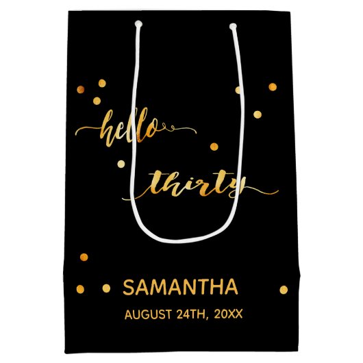 30e verjaardag gouden hallo dertig medium cadeauzakje (Achterkant)