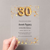 30e verjaardag gouden sterren helder acryl uitnodigingen (Insitu (Draagbaar))
