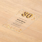 30e verjaardag gouden sterren helder acryl uitnodigingen (Laagn)