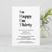 30e verjaardag grappigheid, zo blij dat ik 30 ben kaart (Staand voorkant)