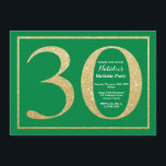 30e Verjaardag Groen en Goud Glitter Kaart<br><div class="desc">30e verjaardag uitnodiging. Groen en Goud Glitter Verjaardagsfeest Uitnodigen met Groene Achtergrond. Verrassingsverjaardag. Verjaardag voor volwassenen. Mannen of Vrouwen Bday Bash Party. Voor verdere aanpassing klikt u op de knop "Aanpassen" en gebruikt u onze ontwerptool om deze sjabloon te wijzigen.</div>