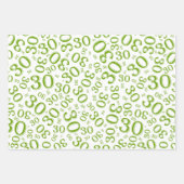 30e verjaardag Groen en Witte nummerpatroon 30 Inpakpapier Vel (Voorkant 2)