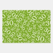 30e verjaardag Groen en Witte nummerpatroon 30 Inpakpapier Vel (Voorkant)
