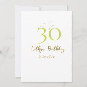 30E VERJAARDAG GROEN GOUD PASTEL HANDGETEKEND RETR KAART