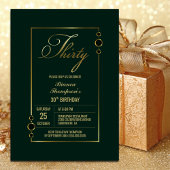 30e verjaardag Groen met Gold Lijst Party Kaart