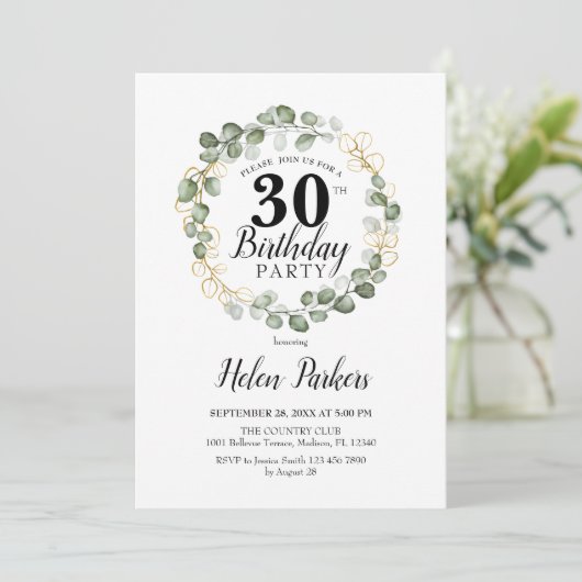 30e verjaardag - Groene olievlek met eucalyptus Kaart (Staand voorkant)