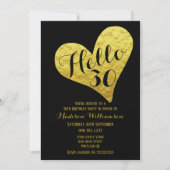 30e verjaardag Hallo 30 zwart en Faux Gold Heart Kaart (Voorkant)