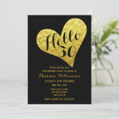 30e verjaardag Hallo 30 zwart en Faux Gold Heart Kaart (Staand voorkant)