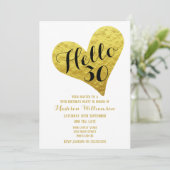 30e verjaardag Hallo 30 zwart en Faux Gold Heart Kaart (Staand voorkant)