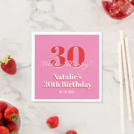30e verjaardag Hallo Dertig! Hedendaagse Roze Rood Servet